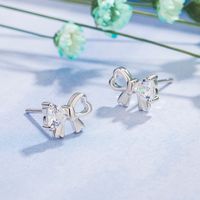 Simple Style Bow Knot Copper Plating Zircon Ear Studs 1 Pair main image 2