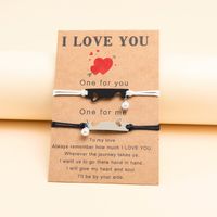 Fashion Heart Shape Stainless Steel Knitting Hollow Out Inlay Pearl Couple Bracelets main image 3