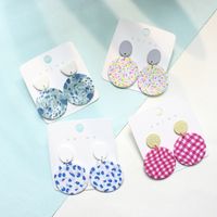 1 Pair Fashion Round Plaid Polka Dots Soft Clay Patchwork Women's Drop Earrings main image 6