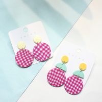1 Pair Fashion Round Plaid Polka Dots Soft Clay Patchwork Women's Drop Earrings main image 5