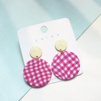 1 Pair Fashion Round Plaid Polka Dots Soft Clay Patchwork Women's Drop Earrings sku image 1