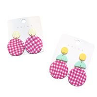 1 Pair Fashion Round Plaid Polka Dots Soft Clay Patchwork Women's Drop Earrings main image 4
