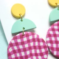 1 Pair Fashion Round Plaid Polka Dots Soft Clay Patchwork Women's Drop Earrings main image 3