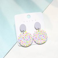 1 Pair Fashion Round Plaid Polka Dots Soft Clay Patchwork Women's Drop Earrings sku image 3