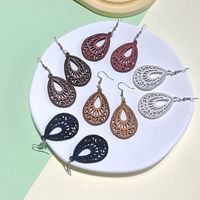 1 Pair Fashion Water Droplets Wood Carving Women's Drop Earrings main image 1