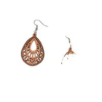 1 Pair Fashion Water Droplets Wood Carving Women's Drop Earrings main image 3
