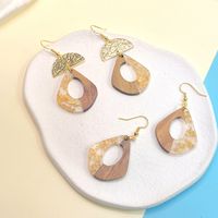 1 Pair Fashion Water Droplets Rectangle Polishing Wood Soft Clay Drop Earrings main image 5