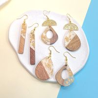 1 Pair Fashion Water Droplets Rectangle Polishing Wood Soft Clay Drop Earrings main image 1