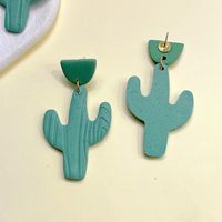 1 Pair Fashion Cactus Soft Clay Women's Drop Earrings sku image 1
