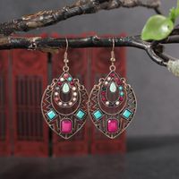 1 Pair Ethnic Style Sun Alloy Plating Inlay Beads Women's Drop Earrings sku image 20