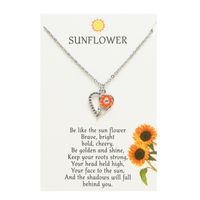 Fashion Sunflower Heart Shape Stainless Steel Polishing Enamel Hollow Out Pendant Necklace 1 Piece sku image 1