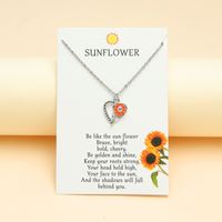 Fashion Sunflower Heart Shape Stainless Steel Polishing Enamel Hollow Out Pendant Necklace 1 Piece main image 5