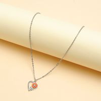 Fashion Sunflower Heart Shape Stainless Steel Polishing Enamel Hollow Out Pendant Necklace 1 Piece main image 3