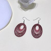 1 Pair Fashion Oval Wood Carving Women's Drop Earrings sku image 4