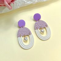 1 Pair Fashion Geometric Soft Clay Artificial Pearls Women's Drop Earrings sku image 3