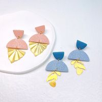 1 Pair Fashion Geometric Soft Clay Metal Patchwork Women's Drop Earrings main image 5