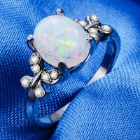 Fashion Butterfly Alloy Plating Opal Women's Rings main image 3