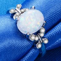 Fashion Butterfly Alloy Plating Opal Women's Rings main image 2