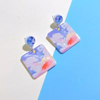 1 Pair Sweet Oil Painting Arylic Women's Drop Earrings sku image 3