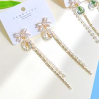 1 Paar Glam Bogenknoten Metall Überzug Künstliche Perlen Strasssteine Frau Tropfenohrringe main image 5