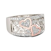 Romantic Heart Shape Alloy Plating Rhinestones 18k Gold Plated Women's Rings sku image 4