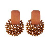 1 Pair Fashion Geometric Wood Handmade Women's Drop Earrings main image 4