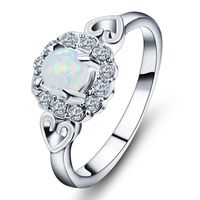 Fashion Heart Shape Alloy Plating Rhinestones Opal Women's Rings main image 4