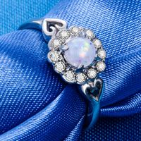 Fashion Heart Shape Alloy Plating Rhinestones Opal Women's Rings main image 3