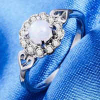 Fashion Heart Shape Alloy Plating Rhinestones Opal Women's Rings main image 2