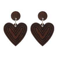 1 Pair Retro Heart Shape Wood Handmade Women's Drop Earrings main image 4