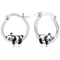 Cute Panda Copper Epoxy Earrings 1 Pair sku image 1