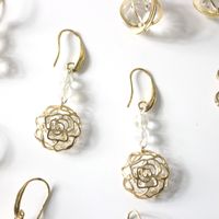 1 Pair Glam Flower Metal Plating Artificial Crystal Women's Drop Earrings main image 2