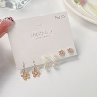 3 Pairs Sweet Flower Bow Knot Alloy Plating Artificial Pearls Women's Earrings main image 3