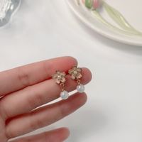 3 Paare Süss Blume Bogenknoten Legierung Überzug Künstliche Perlen Frau Ohrringe main image 2