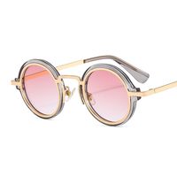 Fashion Color Block Pc Round Frame Patchwork Full Frame Women's Sunglasses main image 6