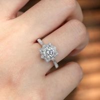 Luxurious Snowflake Alloy Plating Zircon Silver Plated Women's Rings sku image 3