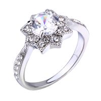Luxurious Snowflake Alloy Plating Zircon Silver Plated Women's Rings main image 3