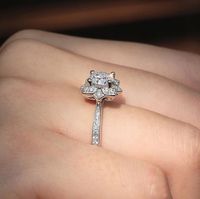 Luxurious Snowflake Alloy Plating Zircon Silver Plated Women's Rings main image 2