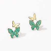 Fashion Butterfly Copper Inlay Rhinestones Ear Studs 1 Pair main image 4