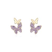 Fashion Butterfly Copper Inlay Rhinestones Ear Studs 1 Pair main image 5
