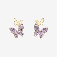 Fashion Butterfly Copper Inlay Rhinestones Ear Studs 1 Pair sku image 1