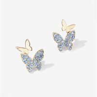 Fashion Butterfly Copper Inlay Rhinestones Ear Studs 1 Pair sku image 3