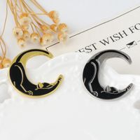 Cartoon Style Moon Cat Alloy Enamel Women's Brooches main image 6