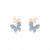 Fashion Butterfly Copper Inlay Rhinestones Ear Studs 1 Pair main image 3