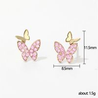 Fashion Butterfly Copper Inlay Rhinestones Ear Studs 1 Pair main image 2
