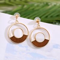 1 Pair Fashion Geometric Wood Handmade Women's Drop Earrings sku image 9