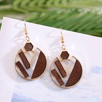 1 Par Moda Geométrico Madera Hecho A Mano Mujeres Pendientes De Gota sku image 2