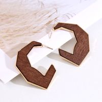 1 Pair Fashion Geometric Wood Handmade Women's Drop Earrings sku image 6