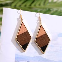 1 Pair Fashion Geometric Wood Handmade Women's Drop Earrings sku image 10