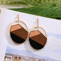 1 Pair Fashion Geometric Wood Handmade Women's Drop Earrings sku image 3
